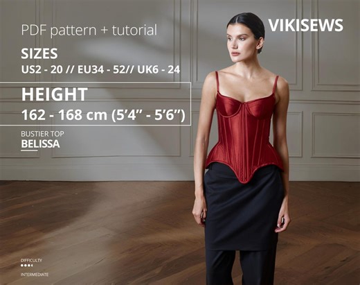 Belissa Corset Pattern 162-168 Height US Sizes 2-20 Pattern, Renaissance Corset Sewing Pattern With Tutorial Corset Top Pattern Sewing PDF - Etsy
