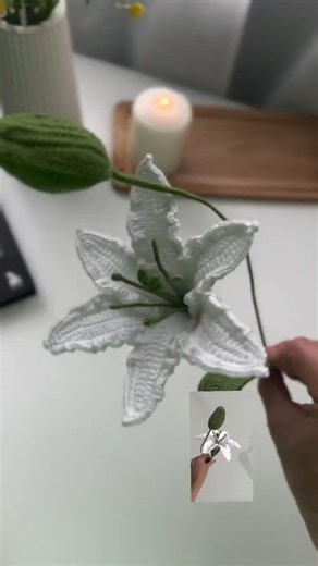 DIY Crochet White Lily Flower Tutorial 😍 | Elegant Decor #shorts