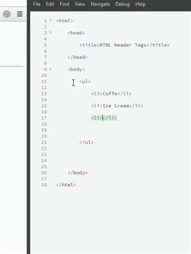 HTML Unordered List in 31 Seconds 🚀 | (ul) and (li) Explained #Shorts