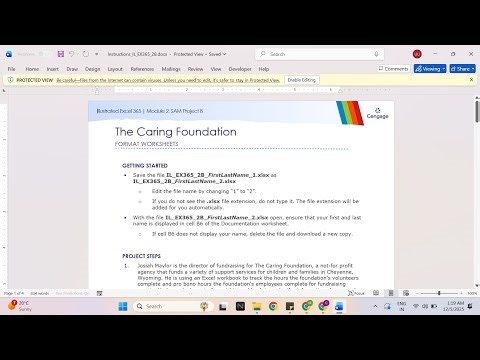 Illustrated Excel 365 | Module 2: SAM Project B The Caring Foundation