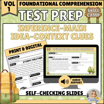Reading Test Prep Boot Camp | 3rd–5th | Print + Digital w/ Audio | Comprehension