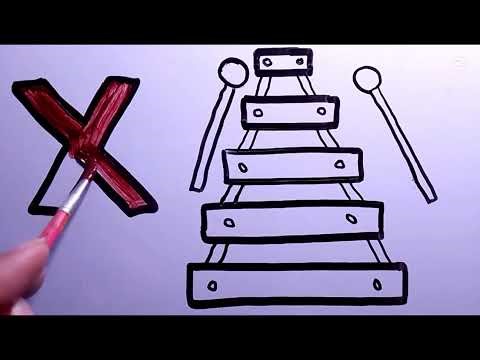 Xylophone drawing easy | music instrument drawing | How to draw a xylophone Step by step#drawing
