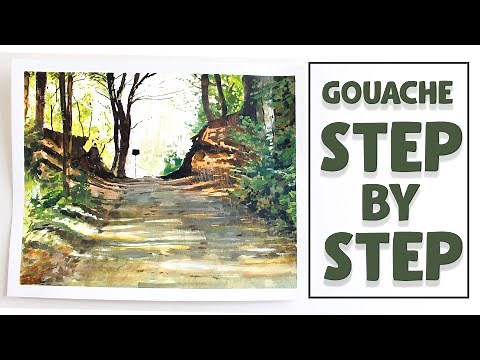Paint a Landscape in Gouache - GOUACHE TUTORIAL #3