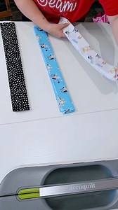 Starting my first Jelly-Roll Rug in the new sewing room. I am so excited I could BURST! This will be an 80 strip Bluey Circle Jelly-Roll Rug. #bluey #jellyrollrug #sewing | Uniquely Mateo