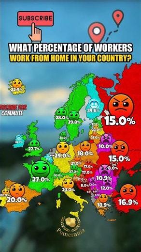 What Percentage of People Work From Home in Your Country? 🏠 #mapping #shorts