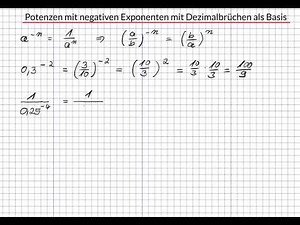 Potenzen mit negativen Exponenten und Dezimalbrüchen als Basis