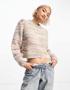 ONLY cropped sweater in multi pastel stripe  | ASOS