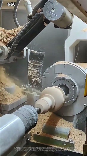 CNC Wood Lathe Perfection 🔥 #cnc #woodworking #satisfying