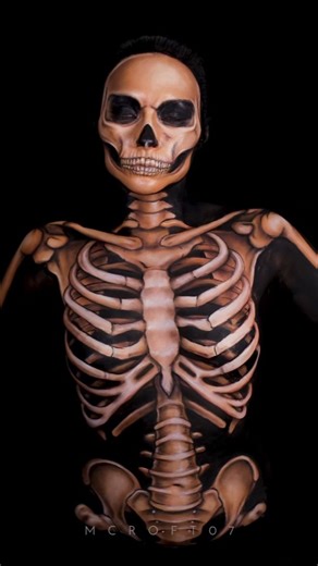 Melissa Croft 🇬🇧 on Instagram: "Here's how I did my skeleton body paint! I received a lot of questions about it especially on YouTube! I thought I would briefly explain. It took me around 11 hours so I can't quite explain the entire process, but if you'd ever want to see me do it in real time, I do that over on my twitch channel - MCroft07 Using @mehronmakeup and @madeyewlook paints @beautybay eyeshadows #makeup #cosplay #halloweenmakeup #bodypaint #cosplaymakeup"