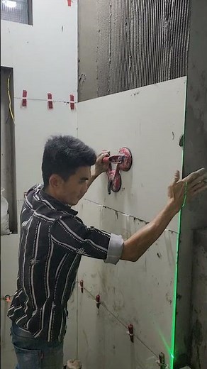 Kỹ thuật ốp gạch tường toilet 60x120 chuẩn từng chi tiết mm đẹp#construction #xaynha #nhadep