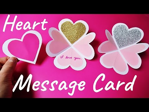 【ハートのメッセージカード】作り方 ハート型手作りカード♪ ◇ DIY Heart Message Card/Heart Shaped Card tutorial