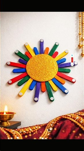 Diy Icecream Stick Wall Hanging Craft ideas _ cardboard #craft #diy #ideas #shortvideo #wall hanging