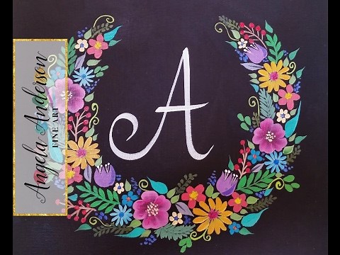 Floral Wreath Chalkboard | Acrylic Painting Tutorial | Brush Stroke Flower Techniques Part 2