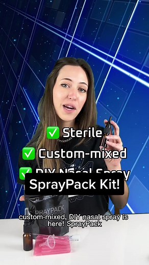 Your nose will thank you for this one! This sterile, discrete, and custom-mixed DIY nasal spray is yours with our SPRAYPACK KIT. SprayPack can be used with a wide variety of water-soluble substances to control your exact dose per spray, and ensure a sterile solution from the start. ✅Feel confident knowing your exact dose by following along with our DIY dose chart. ✅Lower your transmission risk of communicable diseases, while causing less damage overall to your nasal cavity. ✅Avoid worries surrou