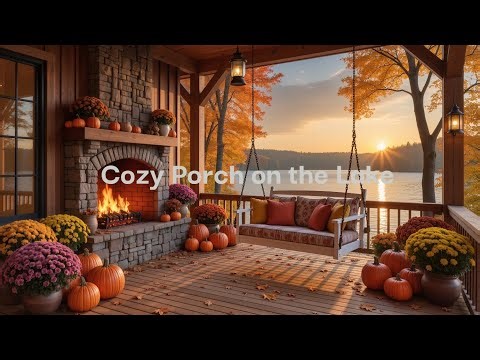 Cozy Autumn Porch Ambience 🍂 Fireplace & Nature Sounds | Fall Vibes for Relaxation & Study
