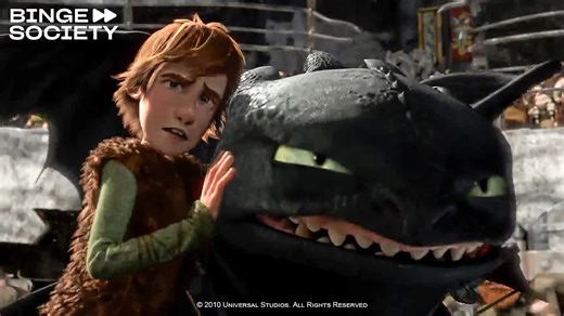 How To Train Your Dragon (2010): Toothless Saves Hiccup Against A Red Dragon | Binge Society - The Greatest Movie Scenes