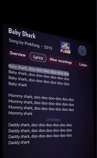 Baby shark 🎶🎧 #lyrics #music #song #pinkfong #lirickoss
