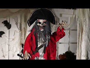 Life Size 6 Ft. Standing Animated Plastic Skeleton Pirate Halloween Prop Decoration