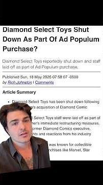 The toy company known for marvel select & minimates Diamond select toys shuts down