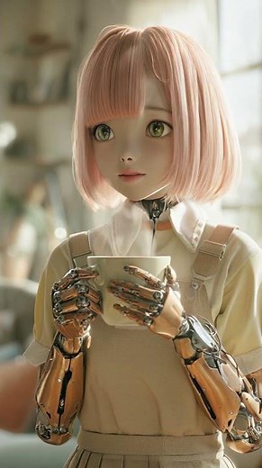 Futuristic Anime Robot Makes Tea Like a Human – 2039 AI in Action