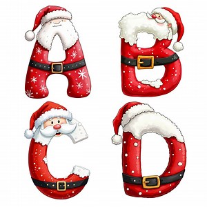 Christmas Santa Alphabet Clipart: 26 PNG Images. Digital Download. 300dpi. Santa Instant Download Digital Clipart. - Etsy