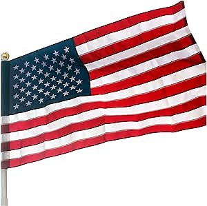 VSVO American Flag Pole Sleeve Banner Style 3x5 Ft - Heavy Duty Outdoor US USA Flags - Embroidered Stars, Sewn Stripes (Flag Pole is NOT Included)