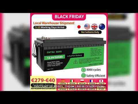 MFUZOP LiFePO4 12V Battery with BMS 8000Cycles, 100A 200A 300A Lithium Battery for Motorhome, Solar