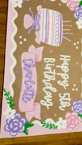Girl Birthday Banner | Custom Birthday Banner | Girly Birthday Banner | Cake Birthday Banner | Cute Birthday Banner | Hand Painted Banner - Etsy