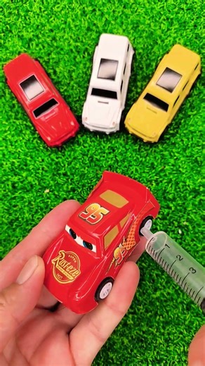 tiny red toy car injection funny video #shorts #car #toys