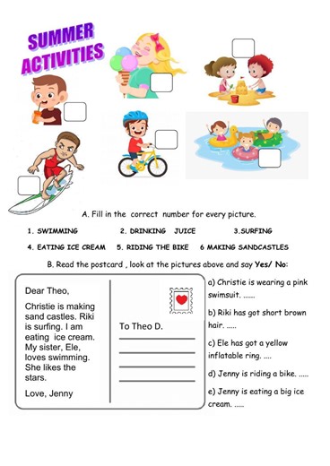 Summer activities exercise