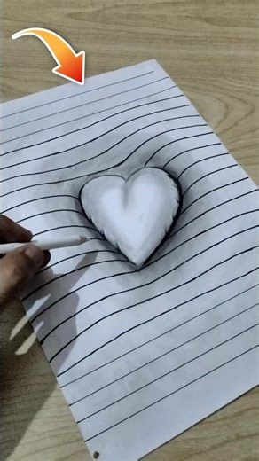 How to Draw a 3D Heart on Paper ❤️🔥 | #shorts
