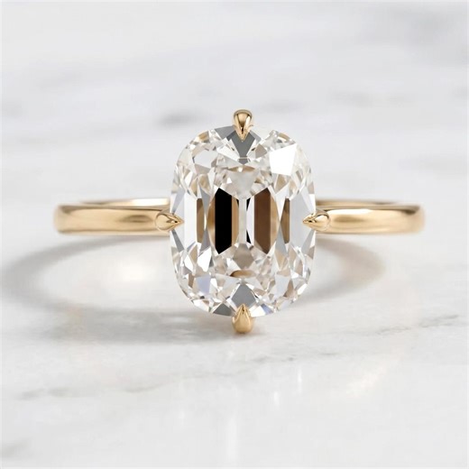 Lab Grown E,VVS2, IGI Certified Cushion Diamond Engagement Ring, Unique Vintage Design, Cushion Ring for Her Anniversary Gifts - Etsy