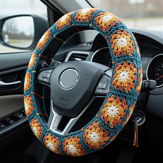 Crochet Steering Wheel Cover, DIY Granny Square Steering Wheel Cover, Eginner Crochet Steering Wheel Cover Tutorial, PDF - Etsy UK