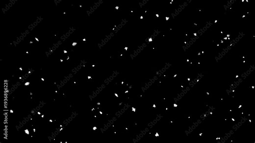 Realistic snow flakes falling animation on a black screen background, perfect for winter themes, Christmas videos, festive intros, overlays, and background effects. Winter Snowfall Overlay.