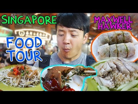 BEST Singapore Chicken Rice, Maxwell Hawker Center Food Tour!
