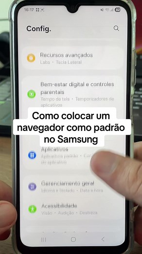 Como definir o navegador padrão no Samsung