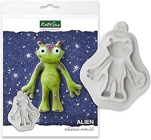 Amazon.com: Katy Sue Space Alien Silicone Mold for Cake Decorating & Crafts. Alien is 3.5 Tall x 3.1 Wide x 0.7 Deep (inches). For Fondant, Sugar Paste, Gum Paste & Clay. From Katy Sue Designs Space Fondant Molds: Home & Kitchen