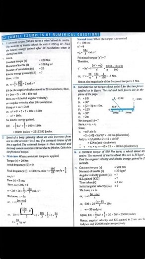 Important Numerical of Class 12 physics ROTATIONAL DYNAMICS #notes #physics