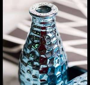 8 Ounce Pebble Grain Glass Diffuser Bottles Set of 6 (Gold)