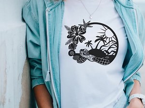 Sea Turtle Svg, Tropical Island Beach Scene Svg, Beach Svg, Cut File, Dxf, Png, Turtle Shirt Design, Instant Download File - Etsy