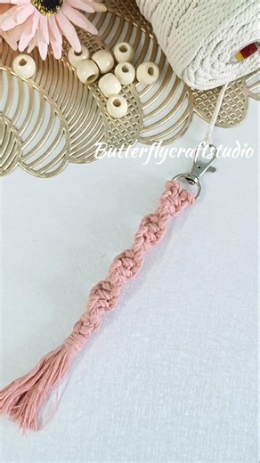 DIY Easy and Cute Macrame Keychain #Macrame for beginners #Easy Macrame Craft Ideas #easycraftideas
