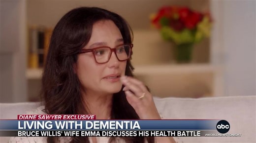 Bruce Willis' wife, Emma Heming Willis, sat down exclusively with Diane Sawyer, sharing details about her husband's battle with frontotemporal dementia – and the challenges they are overcoming together in the ABC special "Emma & Bruce Willis: The Unexpected Journey." https://abcnews.link/kLgv37r | ABC World News Tonight with David Muir