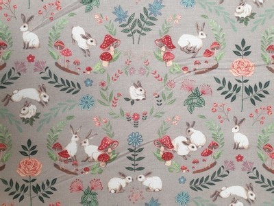 Rabbit fabric UK 100% cotton material metres animals easter bunny woodlands  | eBay UK