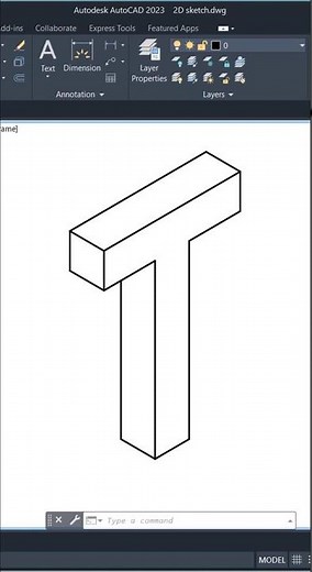 Isometric Alphabet Drawing – T | 3D Letter T in AutoCAD (A to Z Isometric Series) #alphabet #drawing