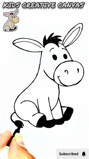 "Cute DONKEY Art" 🤍 l #animaldrawing #donkey #shortsviral #kidscreativecanvasshorts #artforkids l