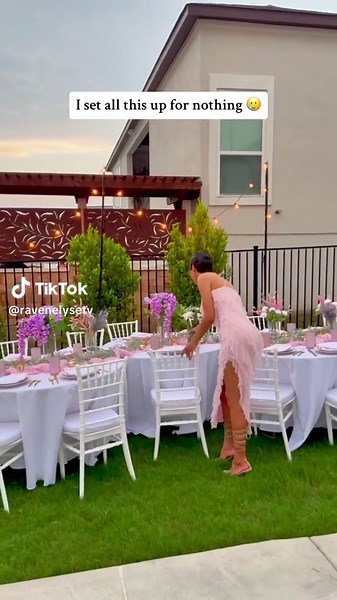 Setting up my outdoor dinner party… but then it got ruined 😭 #dinnerparty #dinnerpartyideas #tablesetting #tablescape #outdoordinnerparty #backyarddinnerparty