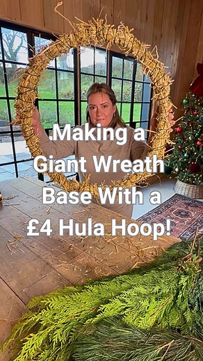 Turning a £4 hula hoop into a giant wreath base using nothing but straw and twine! The twine I already had, and the straw was kindly gifted by our neighbours from their dairy farm (diolch Ruth & Rhydian!). Having great neighbours is such a joy! It’s so simple to make this - just gather little bunches of straw around the hoop and bind with twine. I went around twice to compact it all down, and any stray bits can be snipped at the end… although the foliage I’ll be adding will hide all the imperfec