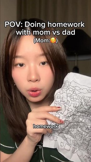 doing homework with mom vs dad #asmr