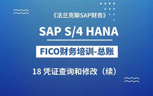 SAP最新S/4 HANA FICO培训18：凭证查询和修改（续））