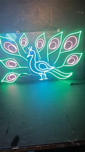 DIY LED Light Room Decor 🦚✨ | Neon Peacock Making at Home #viral #NeonSign #PeacockArt #DIYProject